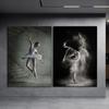 Ballerina Dancer Figure Canvas Paintings On the Wall Art Modern Inspirational Posters and Prints Black and White Ballet Art Pictures Wall Decoration