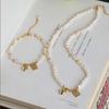 Natural Freshwater Pearl Romantic Love Heart Shape Women'S Jewelry Set Women'S Necklace Bracelet