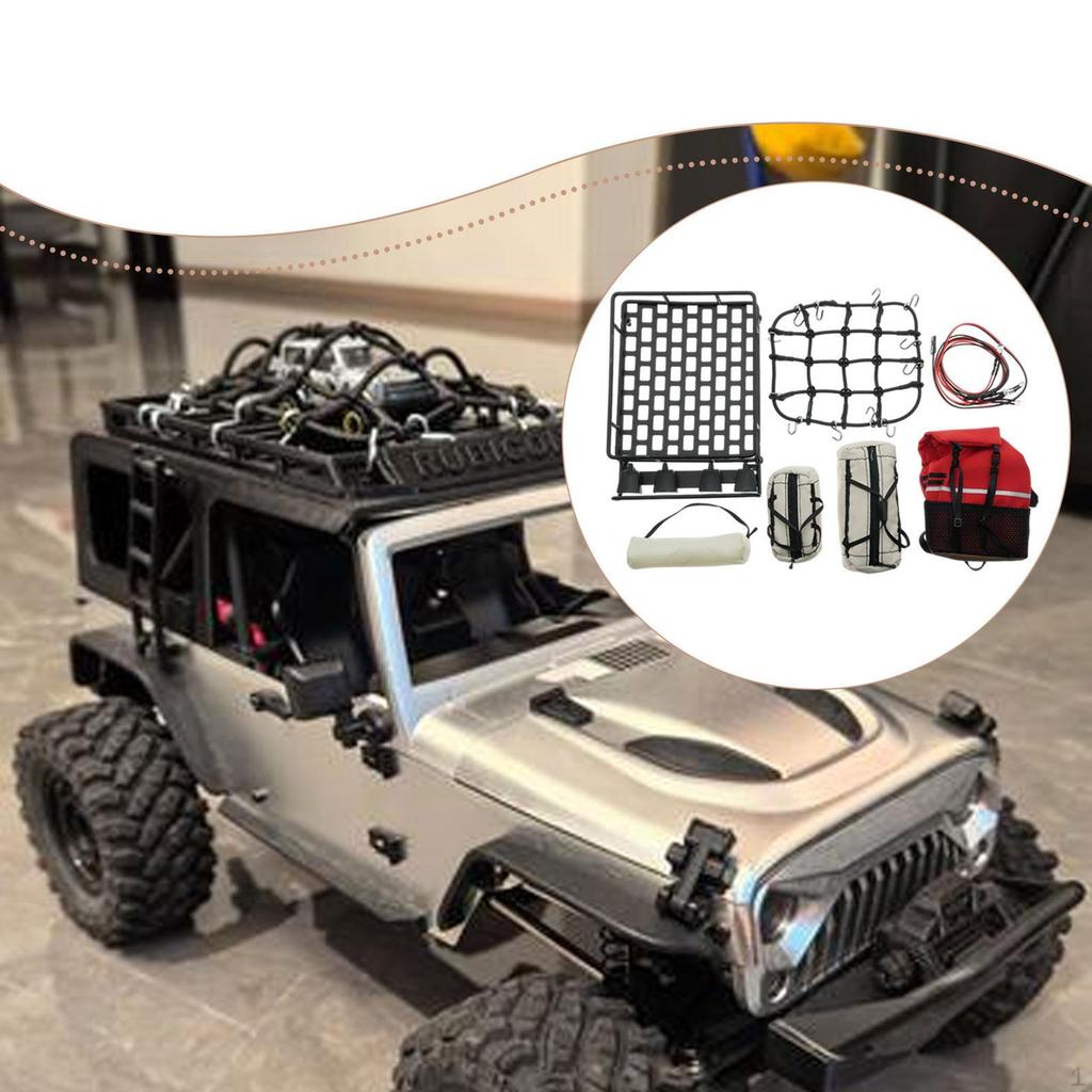 1: 10 RC Crawler Roof Rack and Luggage Set DIY Decoration Parts Accessory for 1/10 1/12 1/14 Models