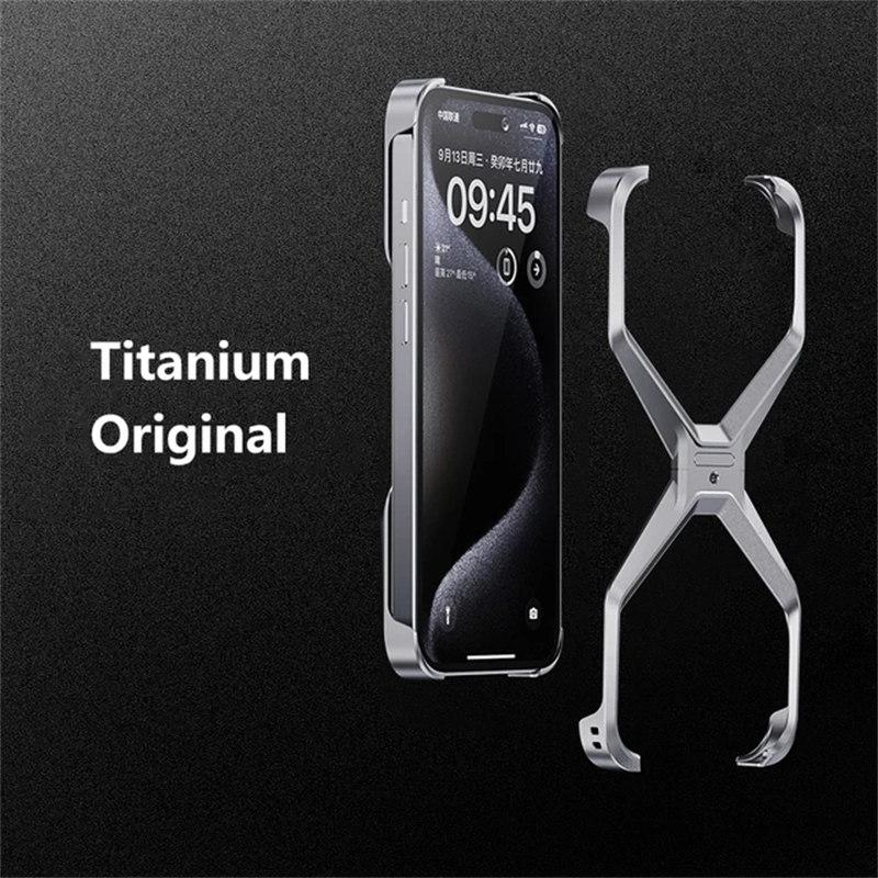 Чехол для телефона без оправы из алюминиевого сплава X-типа для iPhone 14 15 Pro Max, металлический рассеиватель тепла, съемная броня, противоударный чехол, чехол