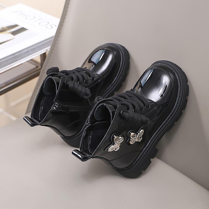 Зимняя детская обувь, ботинки для девочек, детские ботильоны из хлопка со стразами и бабочками, модные универсальные плюшевые роскошные ботинки принцессы