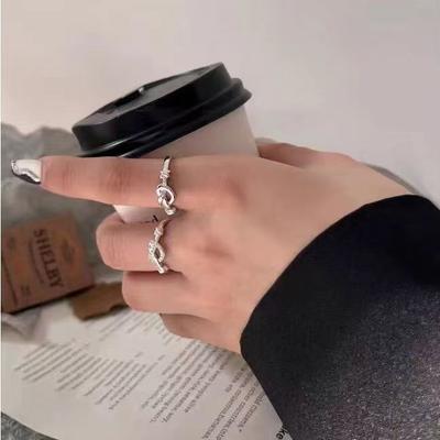 Кольцо с двумя узлами и цирконием Love Love, кольцо для подруги и пары, модное простое ювелирное изделие с высоким чувством нишевого дизайна