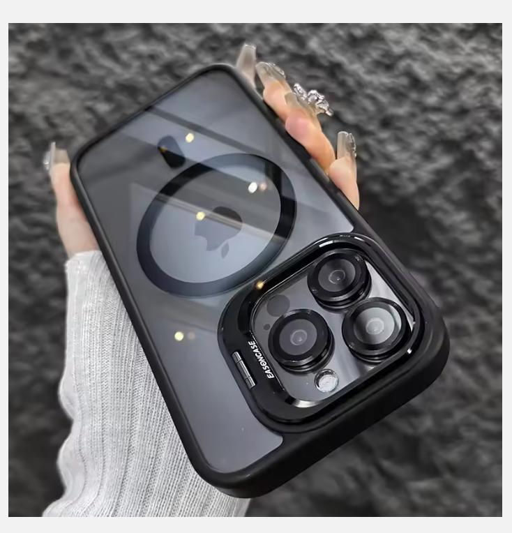 Роскошный магнитный противоударный чехол для телефона iPhone 15 14 13 12 11 16 Pro Max 16 Plus Funda Stand Glass Защитная задняя крышка для объектива