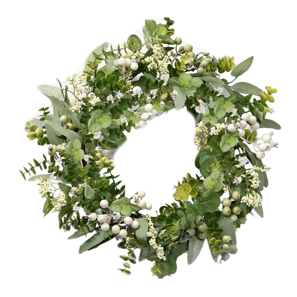 45cm Artificial Flower Eucalyptus Wreath Outdoor Front Door Wall Window Decoration Simulation Holiday Celebration Wreath