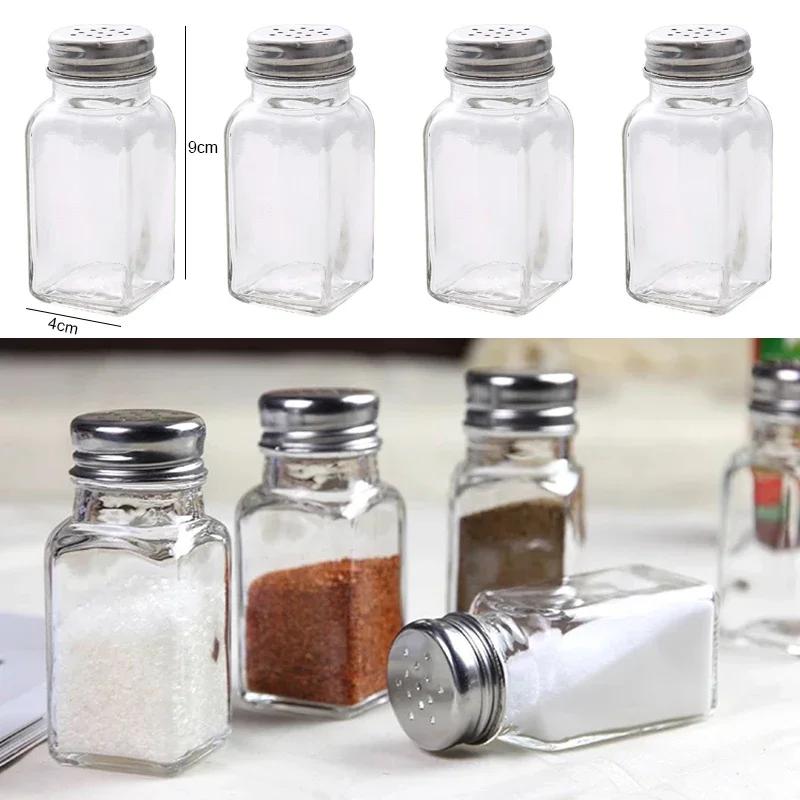 4 шт. стеклянная бутылка для приправ, черно-белая солонка, перечница, кухонная бутылка для приправ, бутылка для хранения, инструменты для приправ