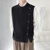 Fall Winter Men Sweater Vest Loose Single Breasted Knitted Elastic Solid Color Casual Soft Cardigan Buttons Sleeveless Round Neck Men Vest