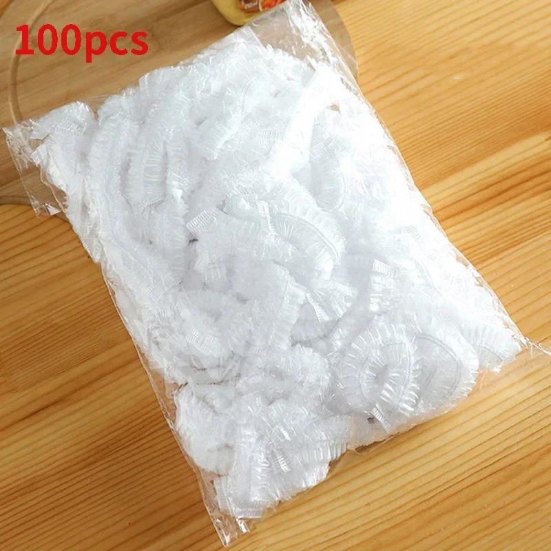 50/100 шт. многоразовые одноразовые пищевые крышки, пластиковая пленка, прочные эластичные крышки для еды, миски, эластичные чехлы для тарелок, кухонная сумка для хранения продуктов