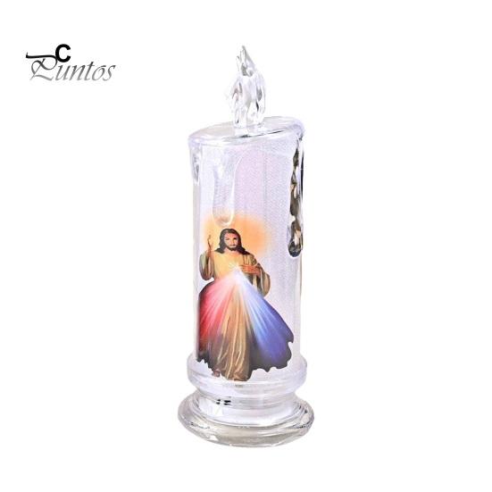 Безпламенные свечи-восковые свечи 1/4 шт. Светодиодная свеча для молитвы Святое Семейство Иисус Иосиф Дева Мария Безопасно для домашних животных Работает от батареек Молитвенное религиозное украшение