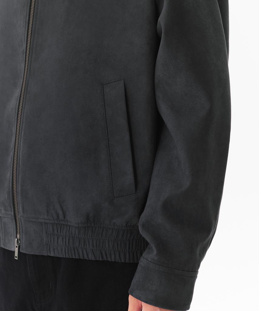 Musinsa Standard Synthetic Suede Minimal Blouson Jacket [Dark Grey]