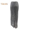 Maxi Skirt High Waist Solid Color Long Skirt with Shiny Sequin Decoration Home Commuting Street Leg-lengthening Skirt
