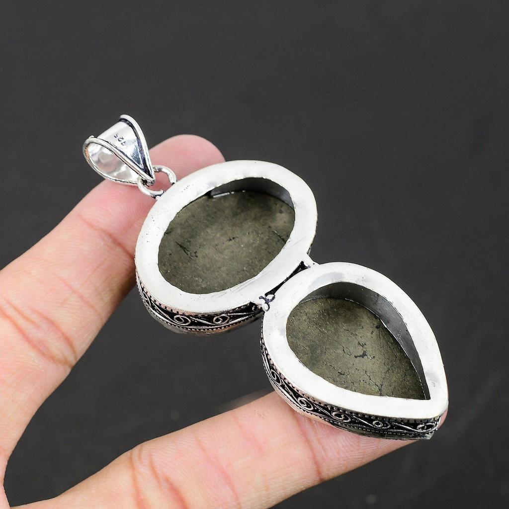 Подвеска из стерлингового серебра 925 пробы ручной работы с золотым драгоценным камнем из пирита, подвеска из драгоценного камня с двойным пиритом, ожерелье с подвеской из пирита для женщин