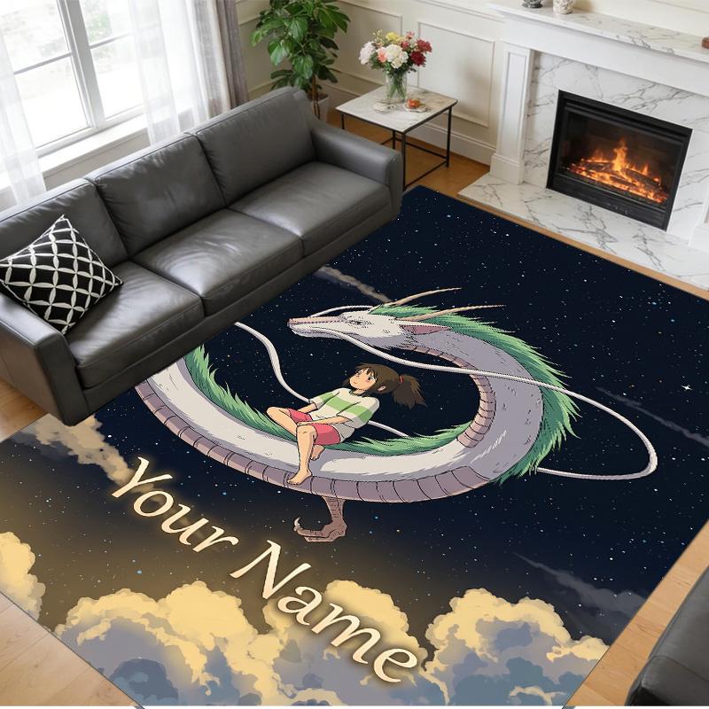 Crystal Velvet Rug Custom Name Text, Soft Non Slip Floor Mat Home DecorSpirited Away