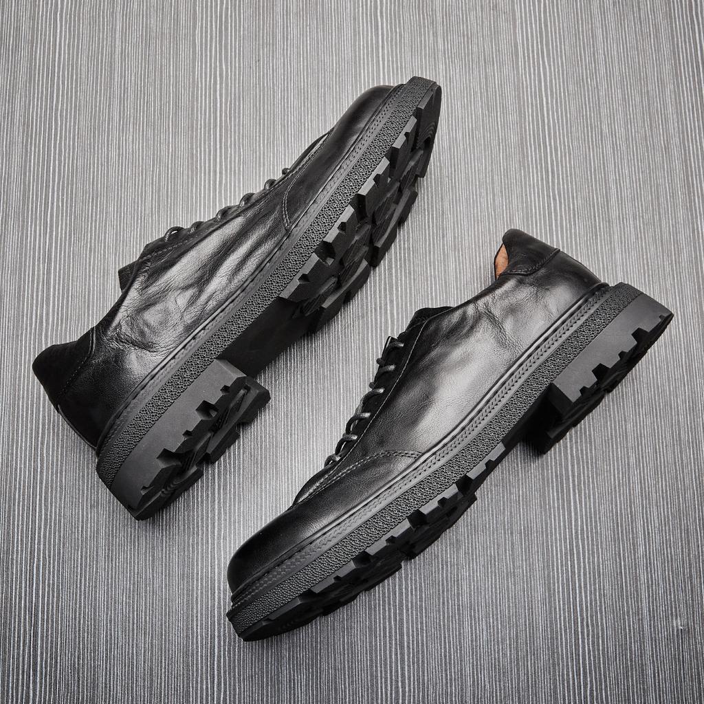 Мужские деловые повседневные кожаные туфли на шнуровке, кожаные туфли на платформе, модные универсальные зеленые туфли из коровьей кожи для мужчин