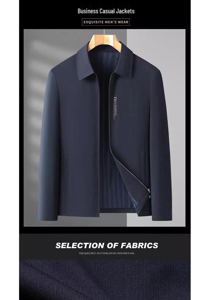 High-Grade Men's Lapel Coat - Business Casual Jacket for Middle-Aged & Elderly Dads, Fashionable & Versatile for Spring and Autumn.
