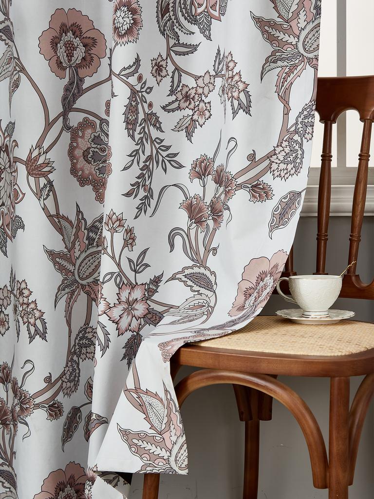 Blackout Curtains 84 Inch Length Floral Bedroom Curtains Printed Blackout Curtains for Living Room Thermal Insulated Grommet Top