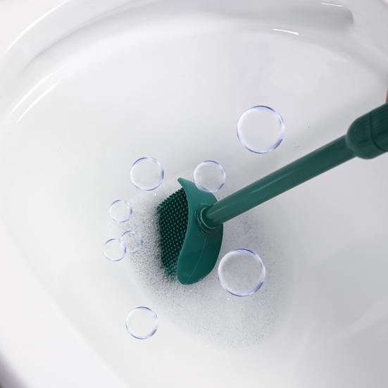 Силиконовый набор туалетных щеток с L-образной головкой, настенный держатель, длинная нескользящая ручка, дизайн без мертвых углов, средство для чистки ванной комнаты