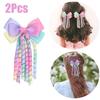 Cute Bow Hair Clips for Kids Baby Girls Sweet Colorful Grosgrain Ribbon Curly Hairpins Headdress Hair Accessories 2PCS