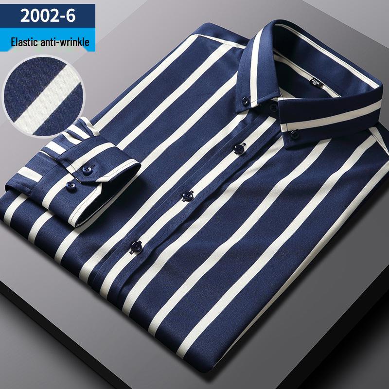 Мужская стрейчевая деловая рубашка: Полосатый с длинным или коротким рукавом, коллекция весна/лето
