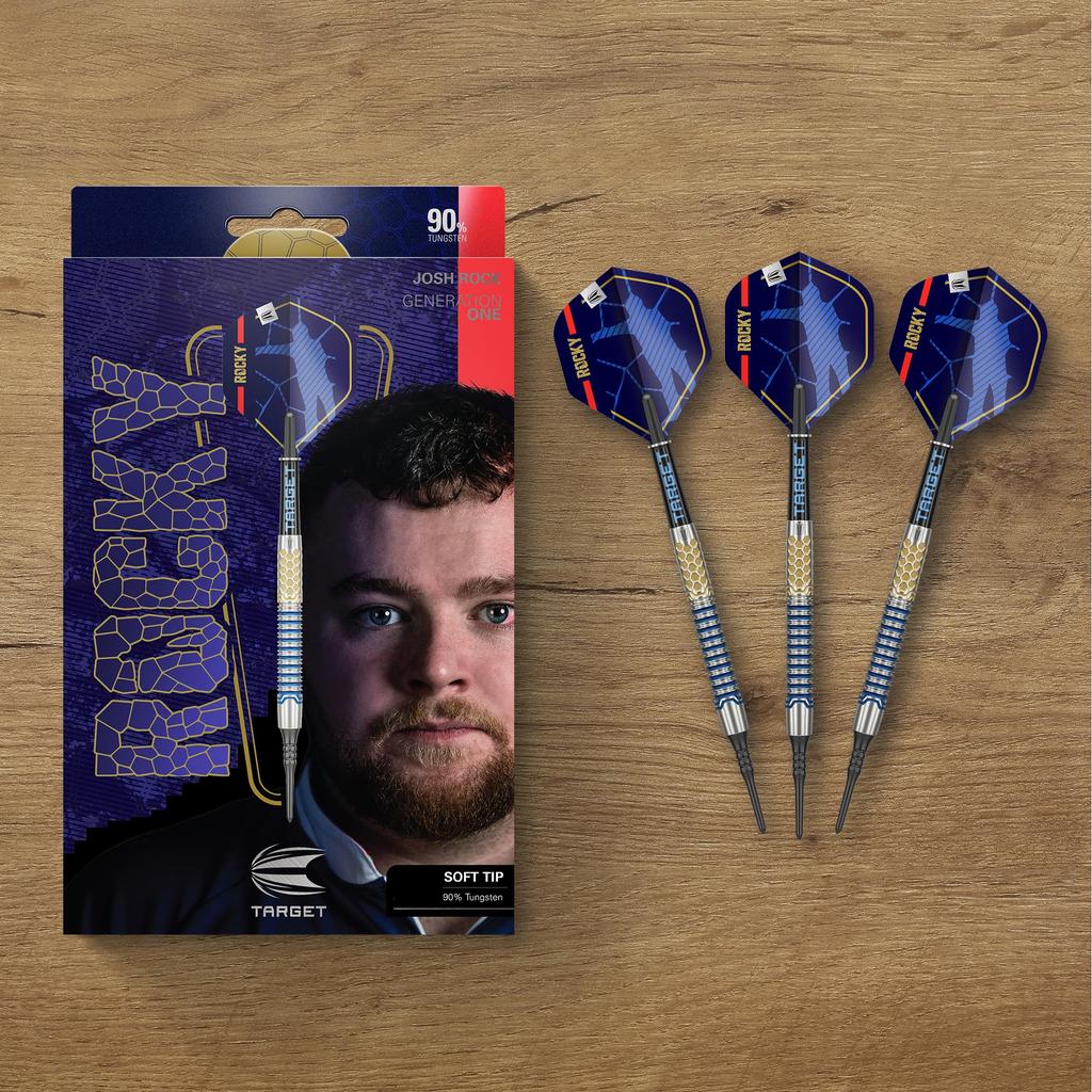 TARGET Darts Josh Rock Gen 1 Soft Tip Tungsten Generation 20G Pixel Tip Darts Player Edition Darts with Black Electronic Soft Tips Darts, 90% Darts,