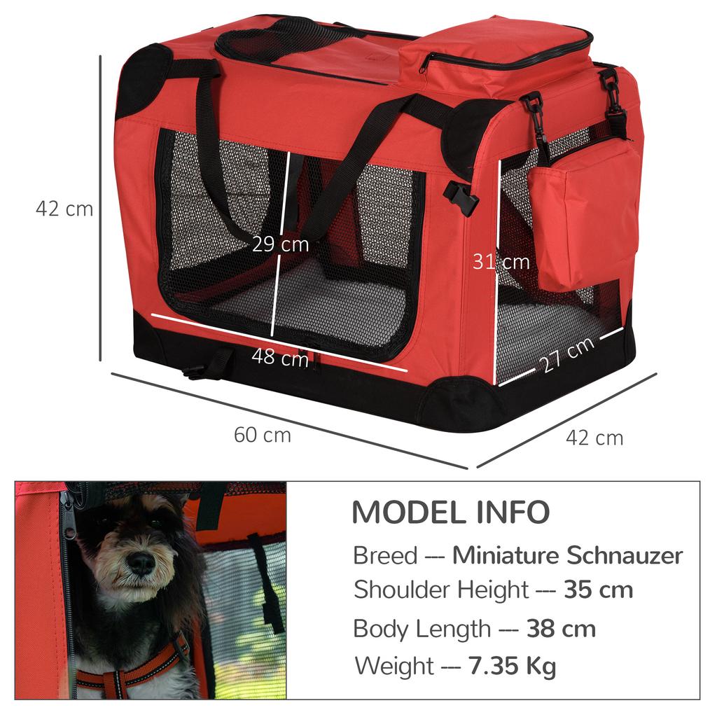 Foldable Pet Carrier for Small and Miniature Dogs, Portable Cat Carrier Soft Side Pet Travel Crate with Removable Mat, Storage Bags
