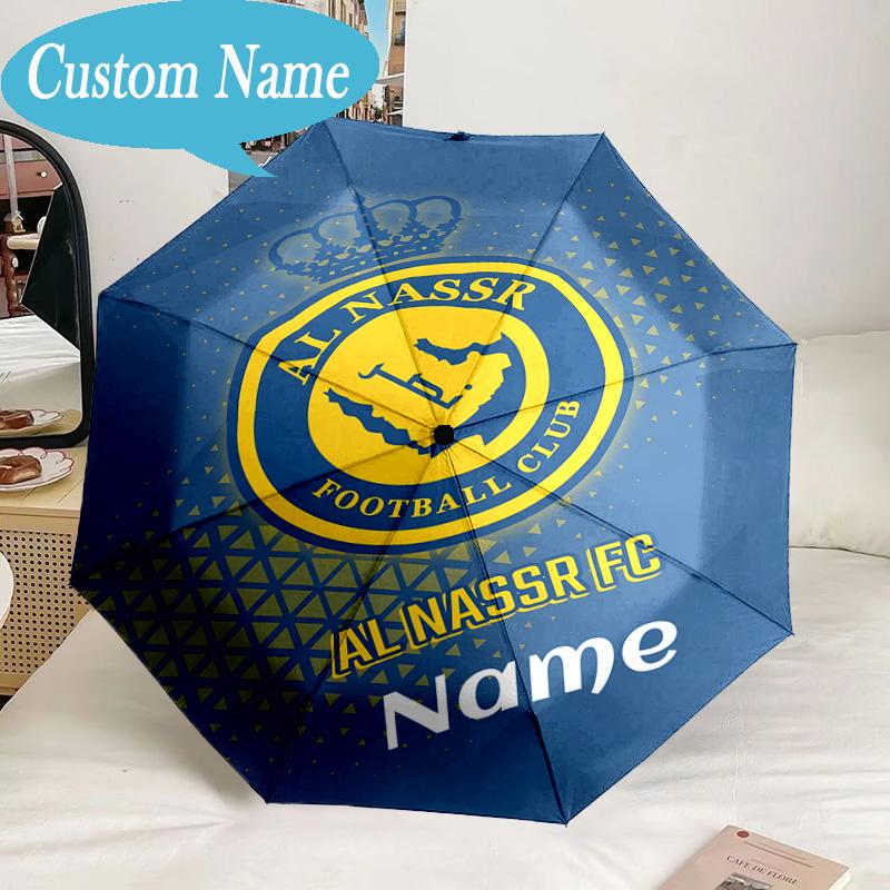 Custom Name Umbrella Nassr FC Crest Umbrella 8-Frame for Travel, Camping, Casual Lightweight Portable, Essential for Family Gifts