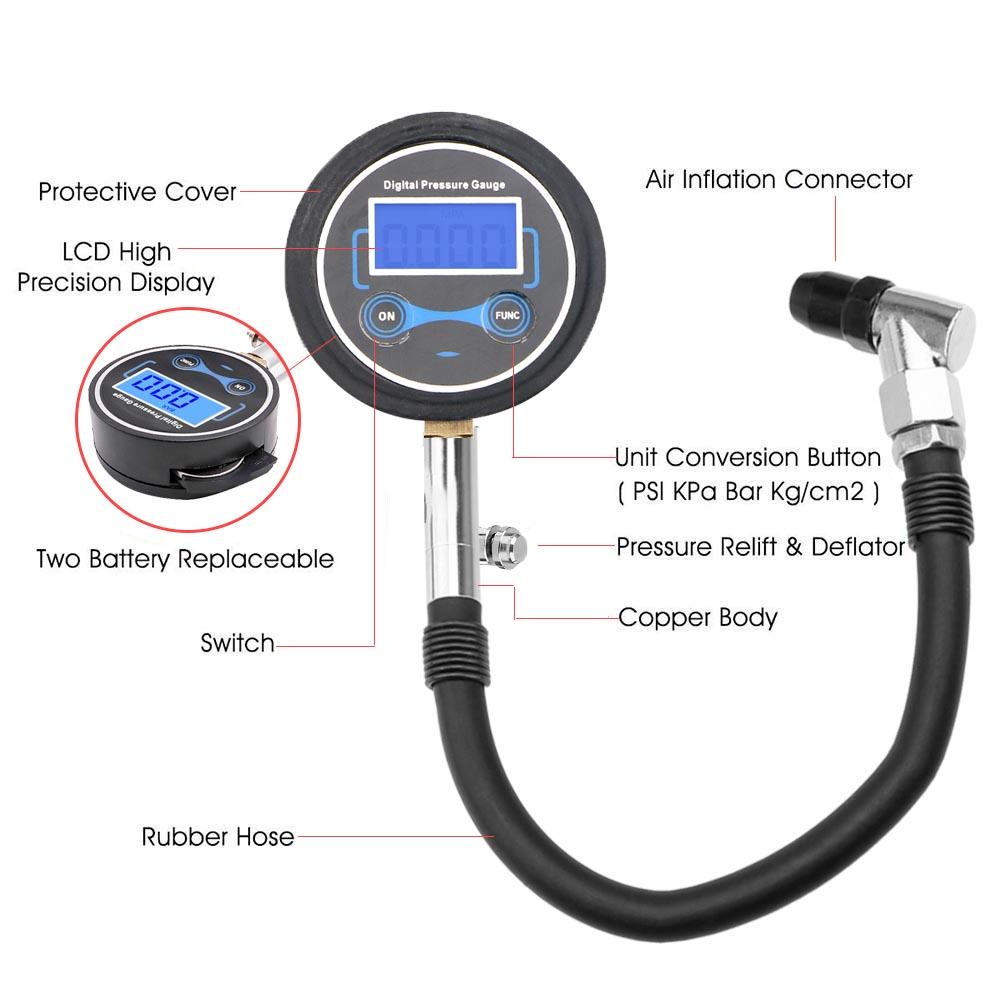 Tester Monitoring System Auto Tire Pressure Gauge High Precision LCD Display Tire Repair Tools Digital Tire Tester