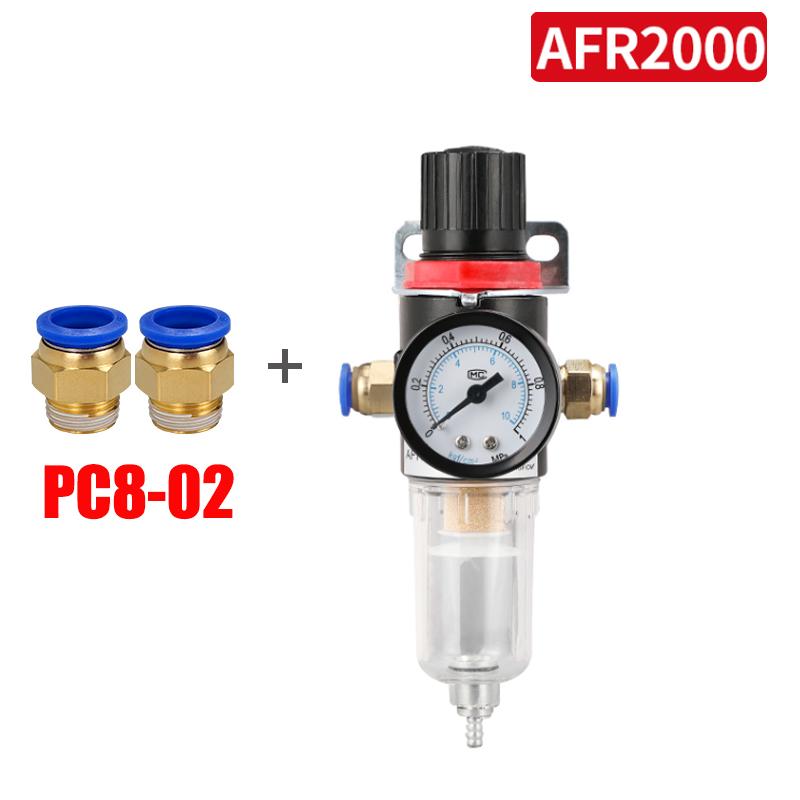 Pneumatic Air Source Treatment Filter AFR2000 Adjustable Pressure Gauge 1/4" Pressure-relief 4mm 6mm 8mm 10mm 12mm Fittings