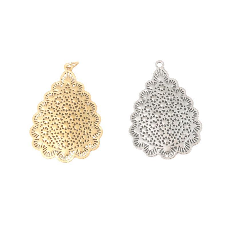 Винтажный стиль Золотой Цветочный Filigree Подвеска Шарм Серьги и Ожерелье Аксессуар