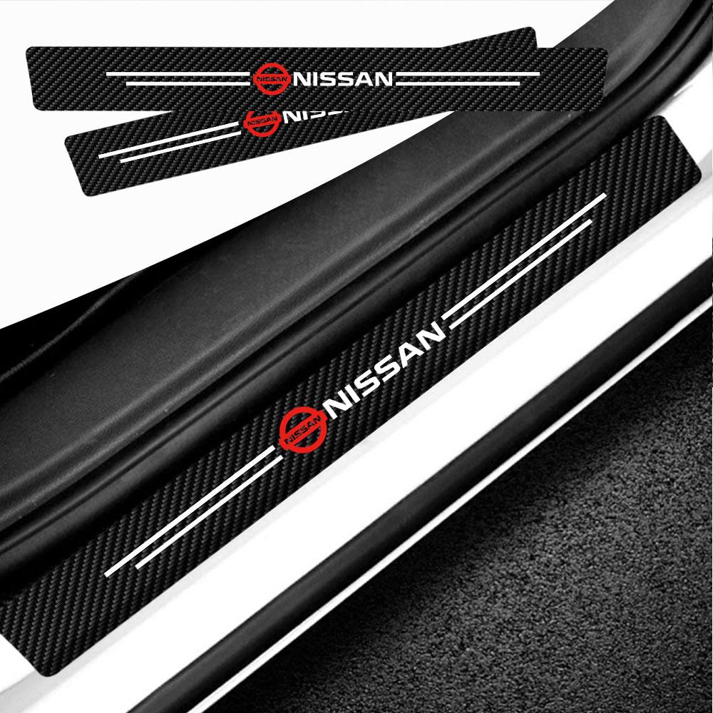 ASD1 Universal Leather Car Door Plate Sill Anti Scuff Protector Welcome Pedal Guard Sticker Center Cover For Nissan Juke Micra Leaf