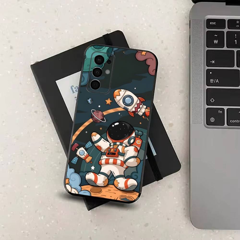 Мультяшный Космический Чехол-Астронавт Для Samsung Galaxy A73,52,71,53,32,72,41,J7,22,Note,31,8,9,Мягкая Черная Силиконовая Крышка