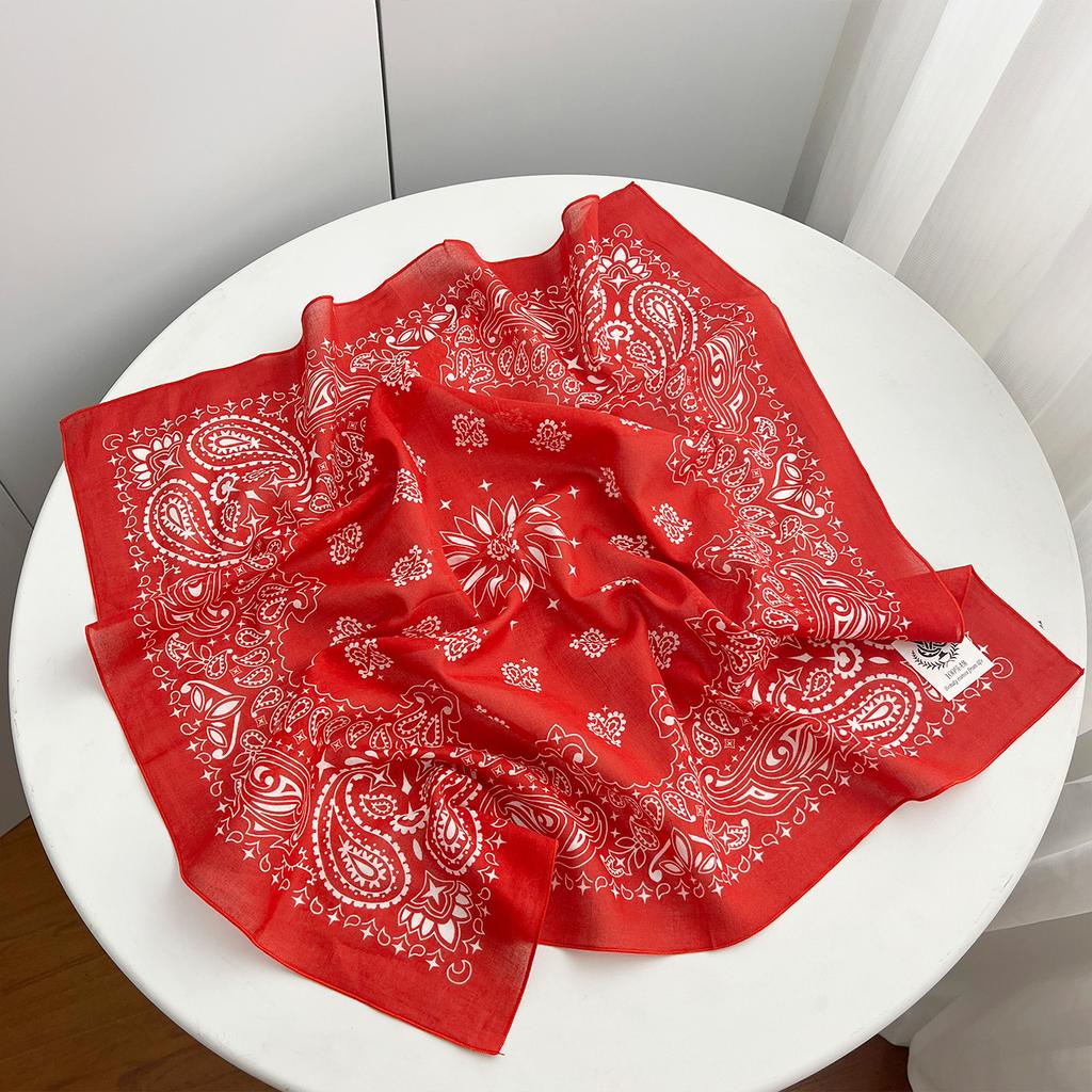 Trend Street European and American Cashew Nut Flower Cotton Square Scarf 61cm Head Scarf Silk Scarf Waist Fashion Multifunctional Silk Scarf