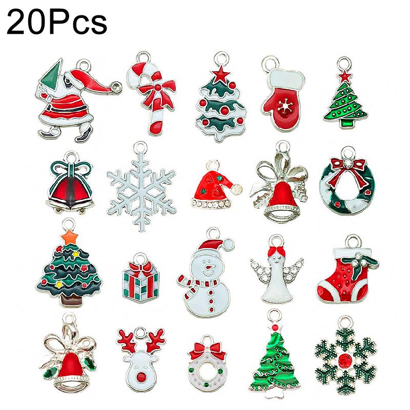 20PCS Christmas Multi-element Pendant Bracelet Ornament Keychain Alloy Creativity DIY Gift Accessories