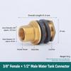 1Pcs 1/2" 3/4" 1" Brass Water Tank Connector BSP Thread Connector  for Garden Irrigation Plumbing
