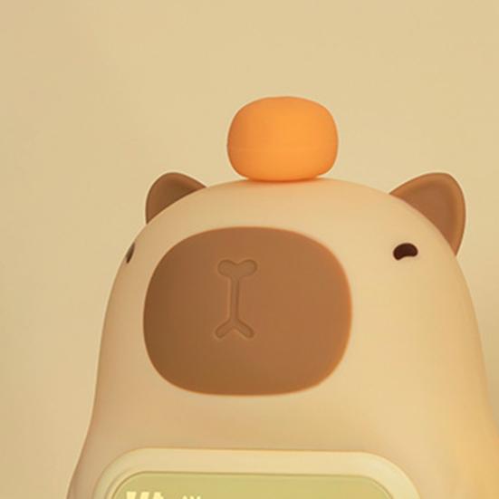 Capybara Alarm Clock with Night Light Dimmable Snooze Function Rechargeable Silicone