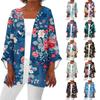 Women's Casual And Fashionable Printed Lightweight Mid Length Jacket Cardigan Cardigan