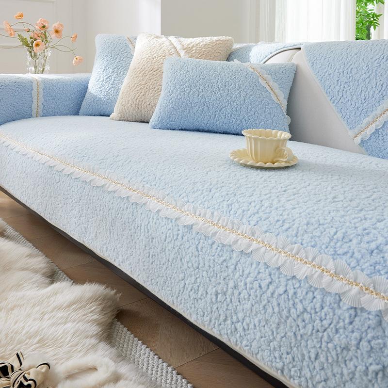 Новая подушка для дивана, утолщенный флис, простой современный нескользящий теплый кремовый, песочный кожаный чехол для волос, полотенце