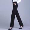 Women Suit Pants Mid-rise Button Zipper Fly Solid Color Suit Trousers with Pockets Straight Regular Fit Dress Pants