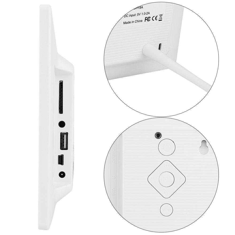 8 Inch 16:9 800*600 HD Digital Photo Album Frame Video Music Player (White )