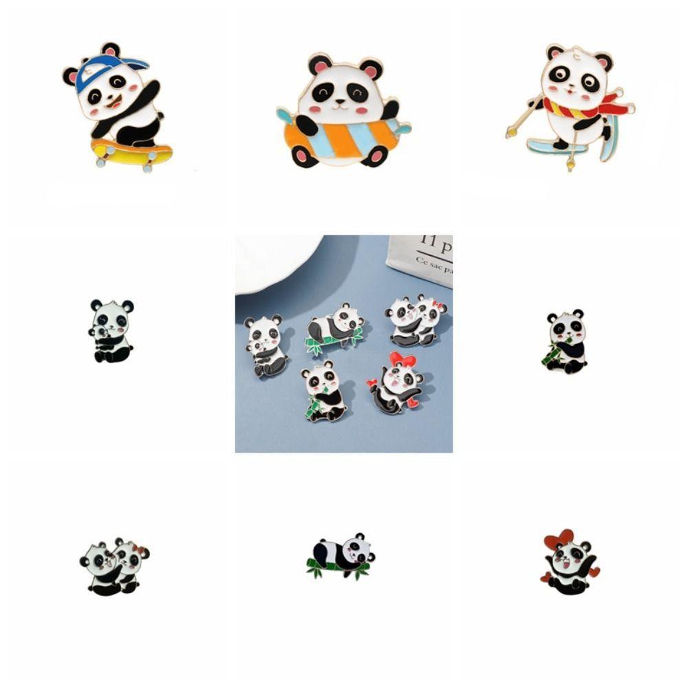 Брошь из цинкового сплава с капающей нефтью в виде гигантской панды в китайском стиле для милых женщин