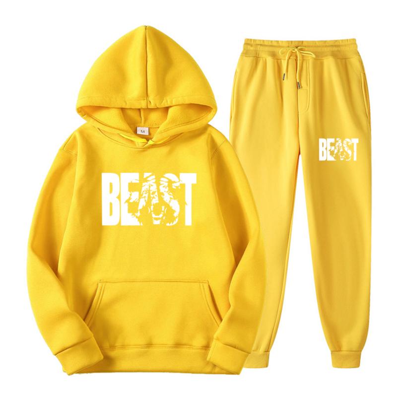 Осенние и зимние комплекты с капюшоном, мужские модные флисовые красные толстовки, брендовые брюки, повседневный костюм для бега, спортивный костюм, толстовка, женский пуловер