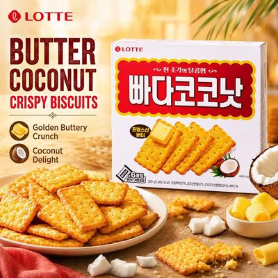 Хрустящее печенье Lotte с маслом и кокосом 300 г
