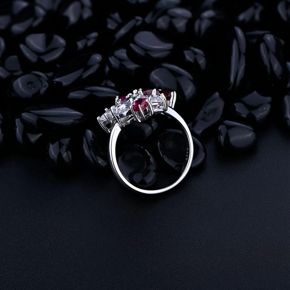 Модное кольцо из белого золота 18 карат с рубином и высокоуглеродистым бриллиантом для женщин, подарок на годовщину свадьбы, стерлинговое серебро 925 пробы, ювелирные изделия