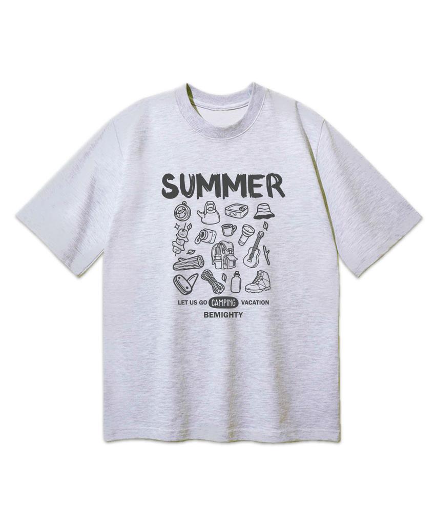 BEMIGHTY Summer Camp Oversized Short Sleeve T-Shirt [Oatmeal] (B Type)