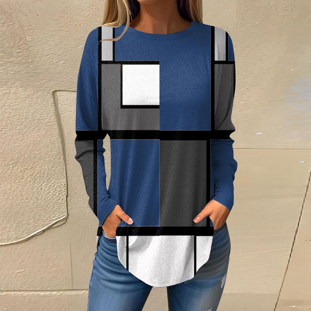 Футболки для женщин, осенние повседневные рубашки с длинными рукавами, толстовка с ретро-принтом, топ, пуловер