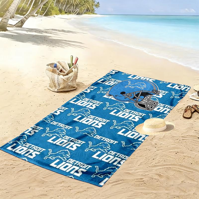Detroit Lions Print Beach Towel, Large Soft Quick Dry Towel for Beach Camping Swimming