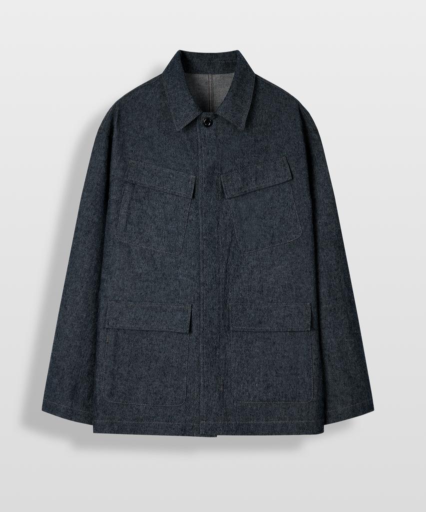 Mannergram [Imported Fabric] Indigo Fatigue Jacket