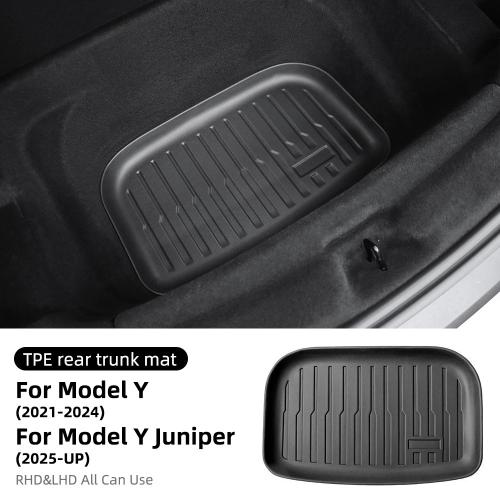 TPE Waterproof Trunk Cargo Liner Mat for Tesla Model Y Juniper 2025, Full Protection Rear Seat Cover Accessories