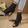 Women's Summer Denim Fashion Cross-lace-up Sandals Ultra-high-heel Sexy Fish Mouth Shoes Casual and Comfortable Women's Shoes