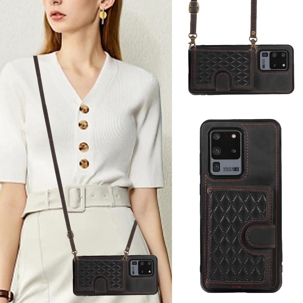 Phone Case for Samsung Galaxy S20 Ultra Card Holder TPU+PU Leather Kickstand Phone Cover