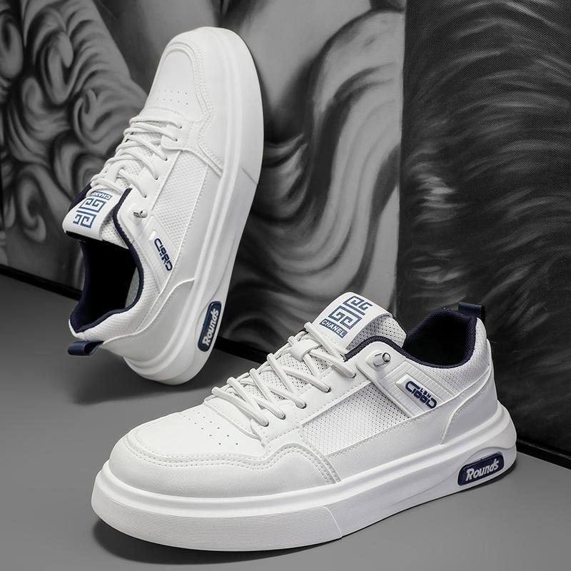 Мода 2025 Новые Трендовые Универсальные Туфли из ПУ Кожи Мужские Новые Белые Туфли Спортивные Повседневные Кеды Модные Удобные Туфли для Ходьбы